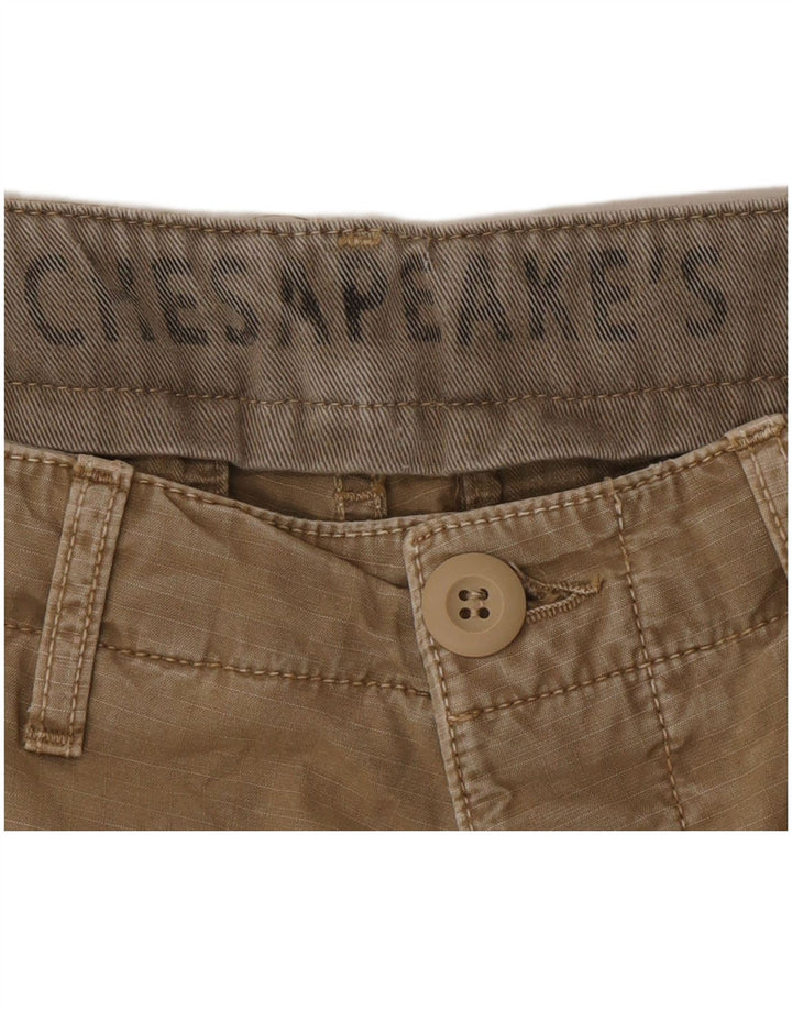 Vintage Herren Cargo Shorts W33 Medium Khaki Nadelstreifen Baumwolle