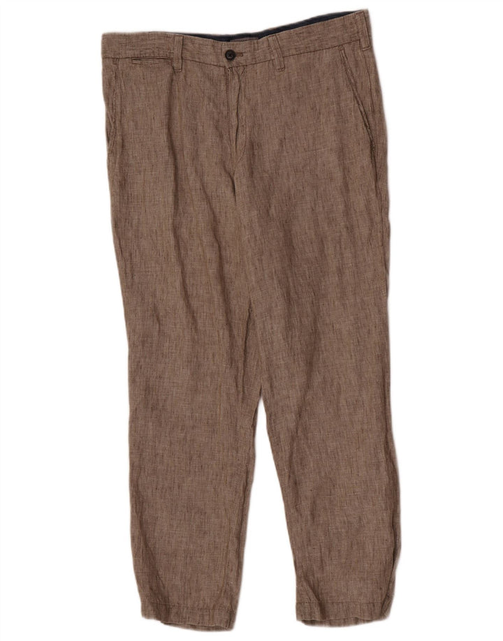 Marks & Spencer Maßgeschneiderte Herren-Chinohose W34 L29 Beige Leinen