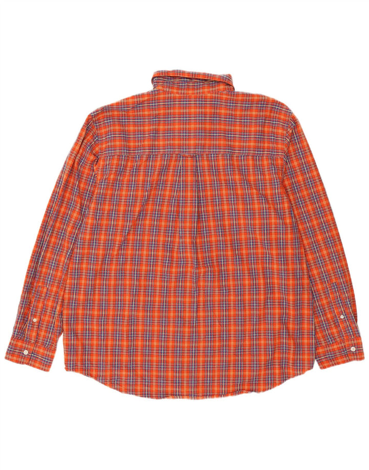 Chaps Herrenhemd XL Orange kariert Baumwolle