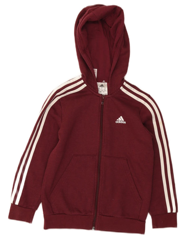 Adidas Mädchen-Kapuzenpullover mit Reißverschluss, 7–8 Jahre, burgunderfarbene Baumwolle