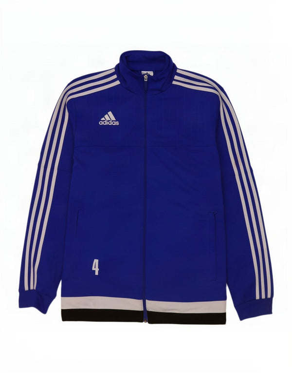 Adidas Herren-Trainingsanzug mit grafischem Oberteil, Mittelblaues Farbblock-Polyester