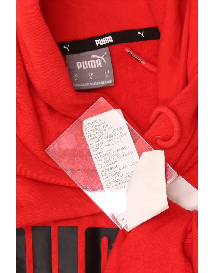 PUMA Mens Graphic Hoodie Jumper Medium Red Cotton