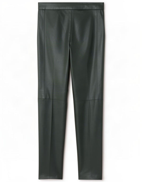 Zara Damen Skinny-Hose aus Kunstleder, Größe S, W26, L27, Grün, Polyester