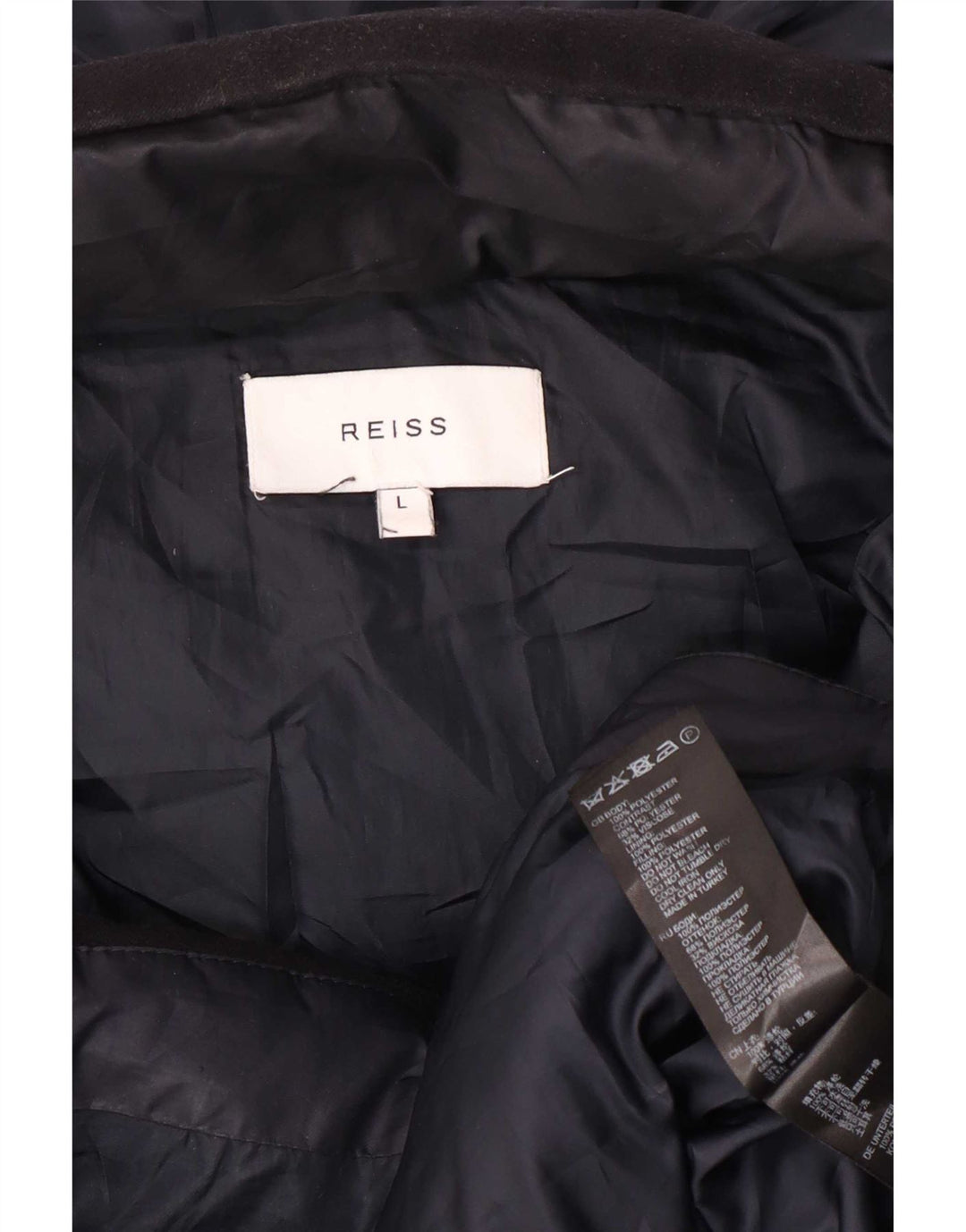 Reiss Herren-Jacke mit Kapuze, gepolstert, Größe 40, Marineblau, Farbblock-Polyester