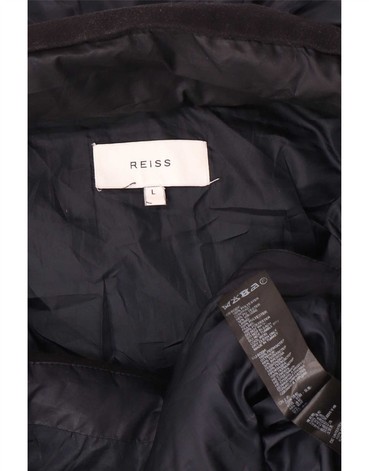 Reiss Herren-Jacke mit Kapuze, gepolstert, Größe 40, Marineblau, Farbblock-Polyester