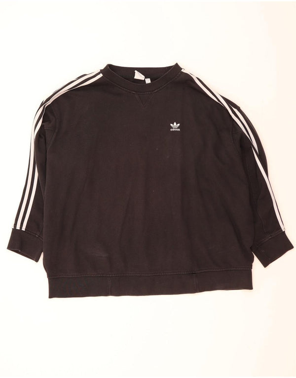 Adidas Damen Übergroßer Sweatshirt-Pullover UK 20/22 XL Schwarz Baumwolle