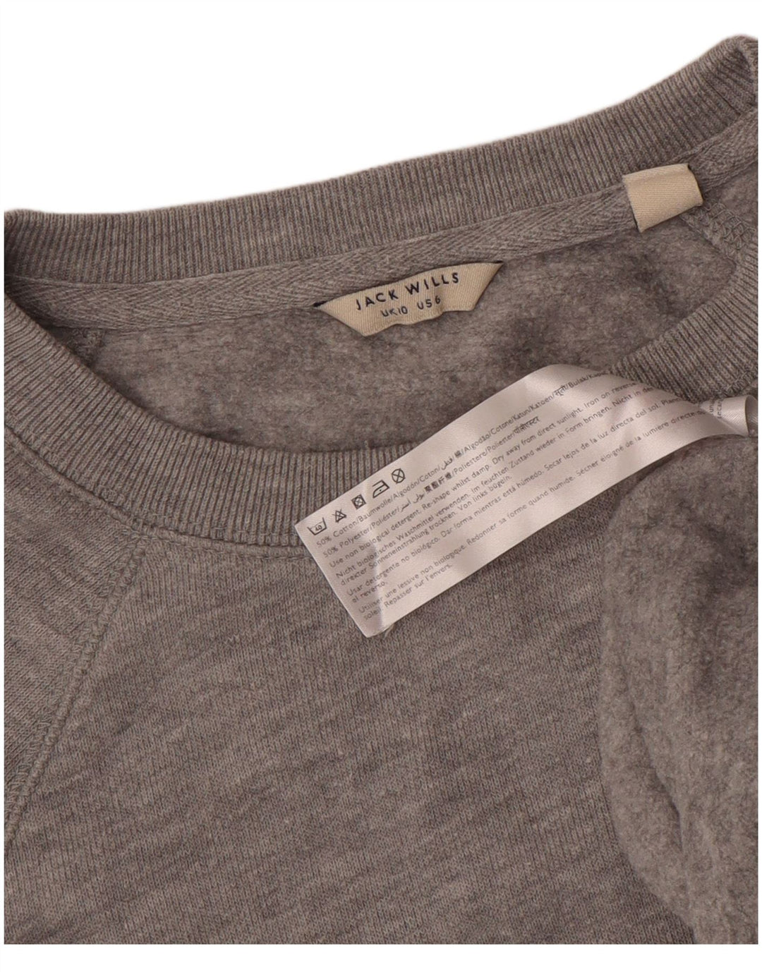 JACK WILLS Damen-Sweatshirt-Pullover, Gr. 10, Größe S, grau gefleckte Baumwolle