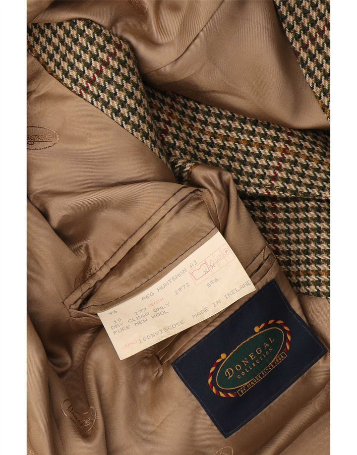 DONEGAL Herren-Blazer mit 3 Knöpfen, UK 46, 3XL, beige Hahnentritt-Schurwolle