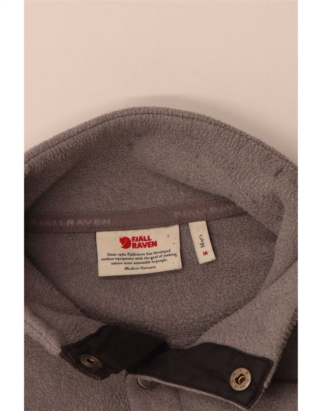 Fjall Raven Herren-Fleecepullover mit Knopfkragen, Mittelgrau