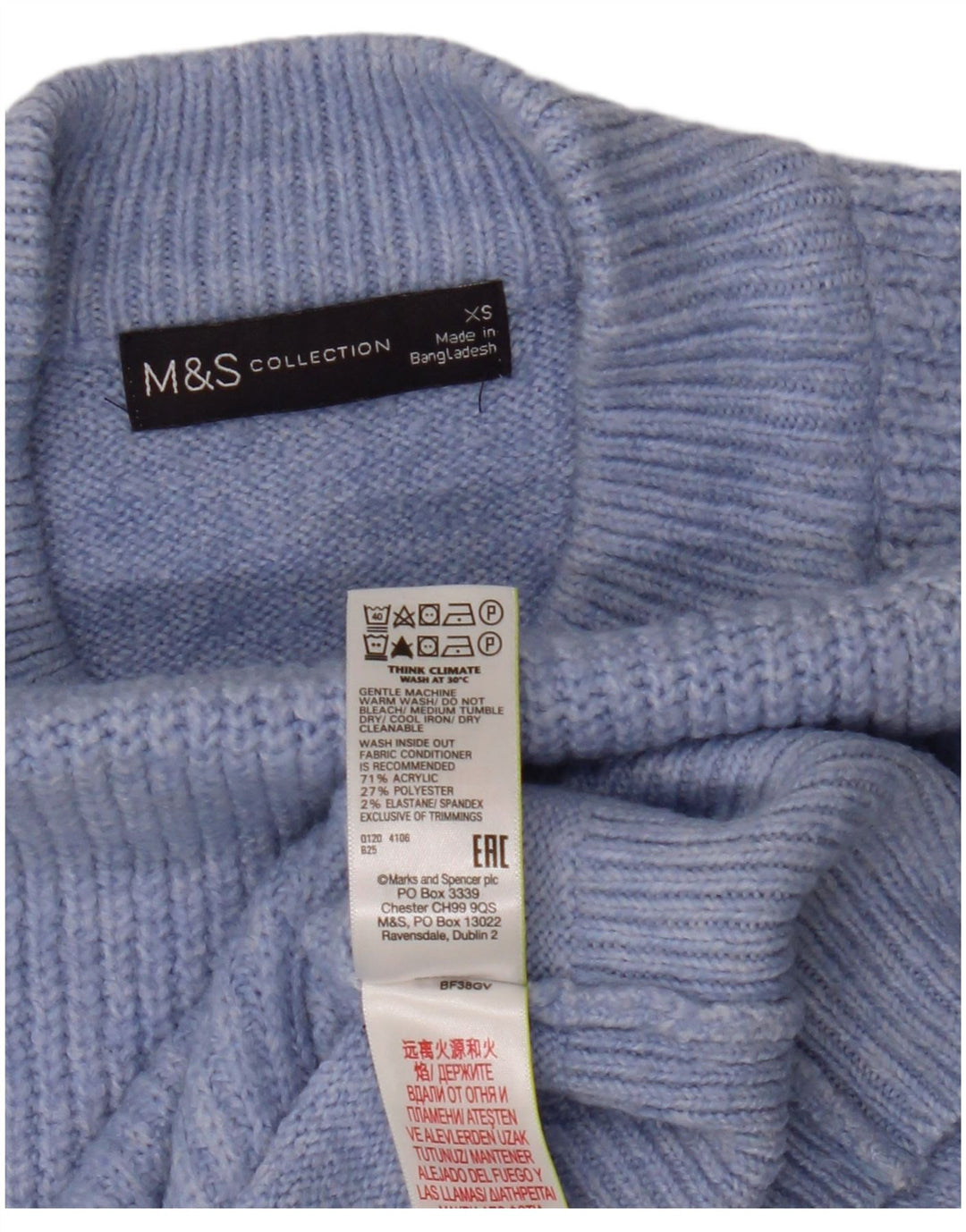 Marks & Spencer Damen-Pullover, übergroß, Rollkragenpullover, Gr. 6, XS, Blau