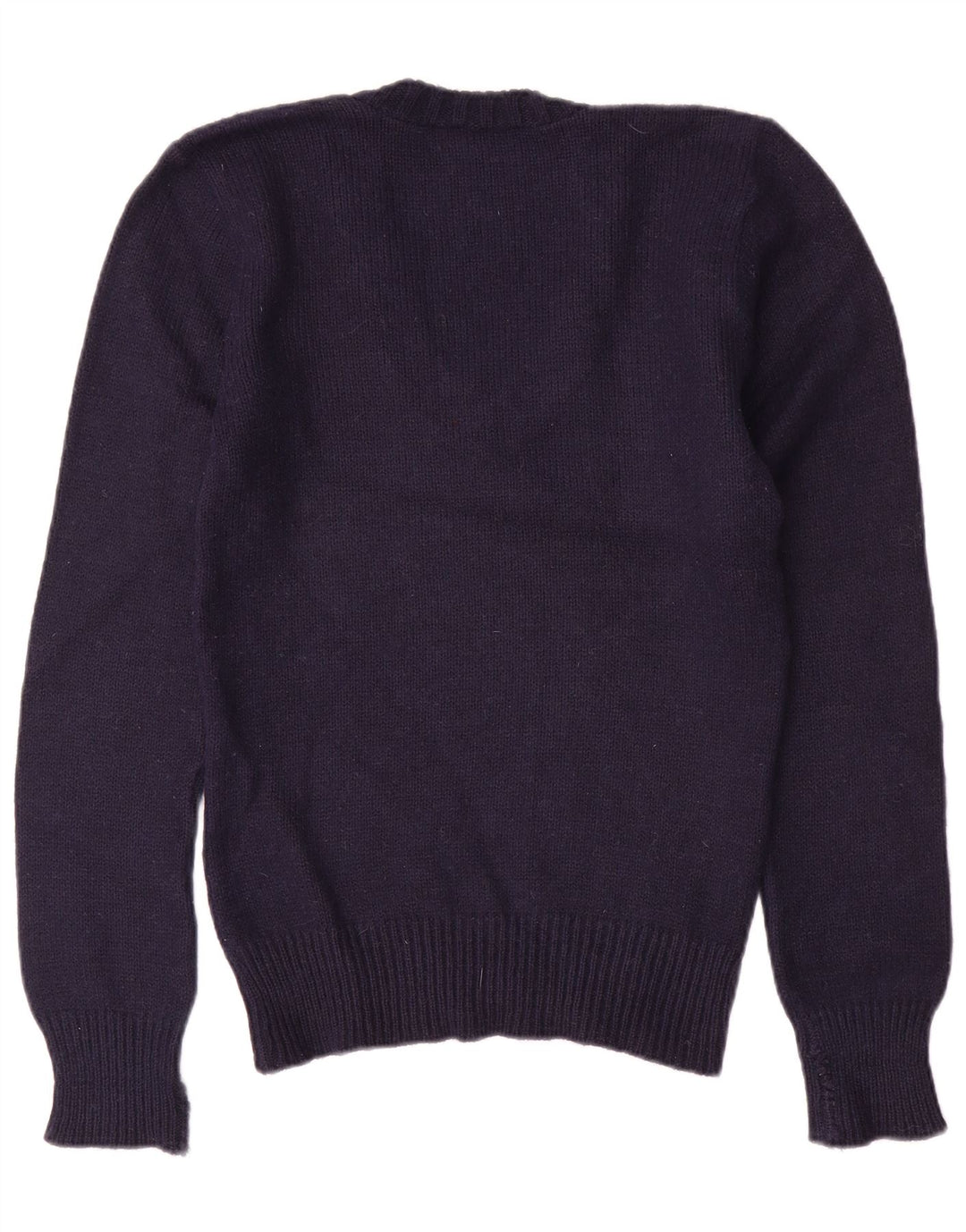 VINTAGE Damen V-Ausschnitt Pullover Pullover UK 10 Small Marineblau