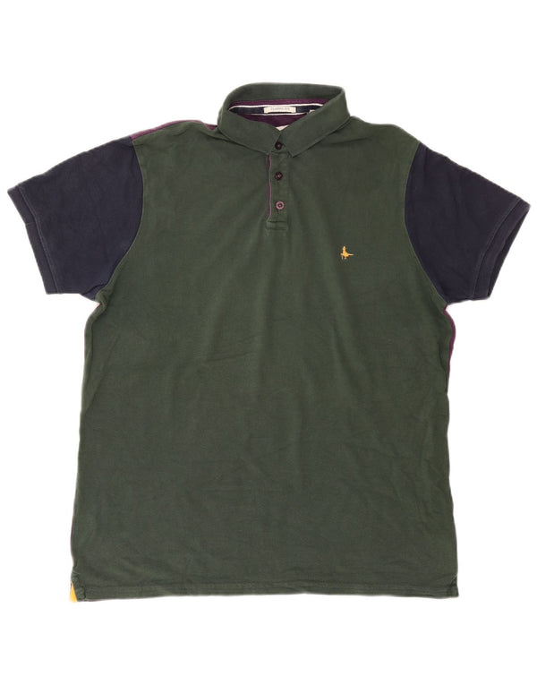 Jack Wills Herren-Poloshirt mit klassischer Passform, XL, grüne Blockfarben-Baumwolle