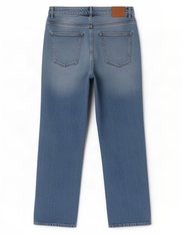 Zara Damen Straight Jeans EU 42 Large W32 L28 Blaue Baumwolle