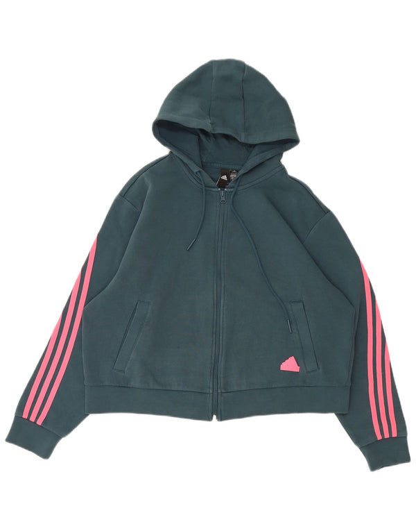 Adidas Damen Relaxed Fit Zip Hoodie Pullover UK 10 Small Grün Sport