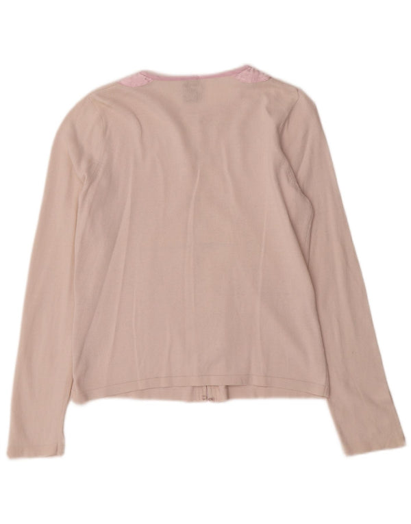 Gap Damen Crop Cardigan Pullover UK 12 Mittelrosa Colourblock-Baumwolle