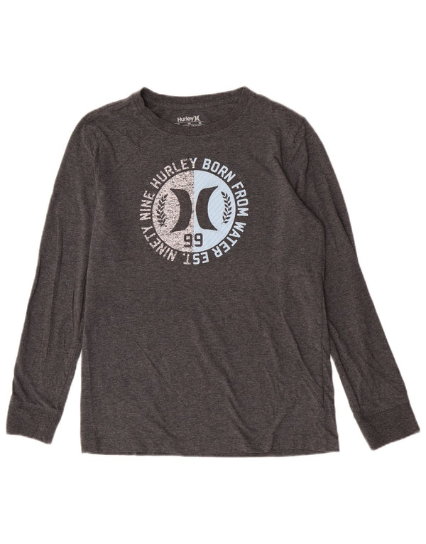 Hurley Jungen Grafik-Top, langärmelig, 13–14 Jahre, XL, graue Baumwolle