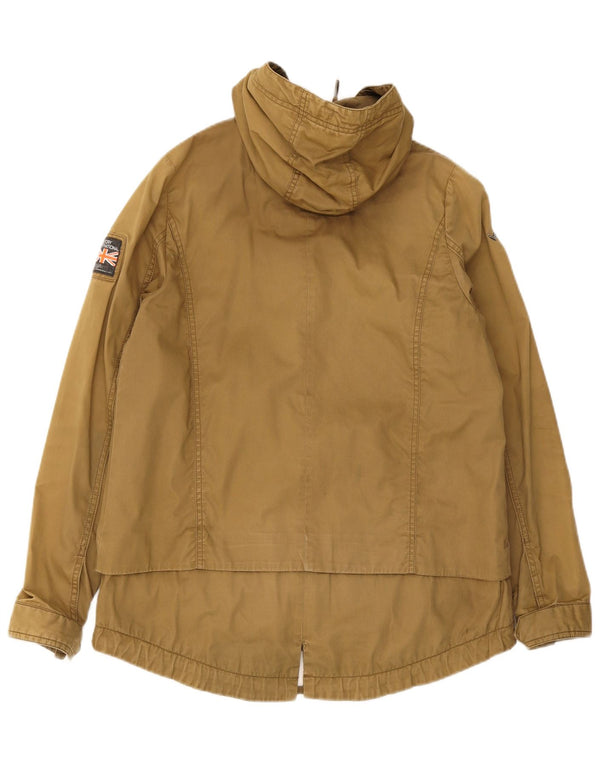 Superdry Damen-Parka mit Kapuze, UK 14, mittlere Khaki-Baumwolle