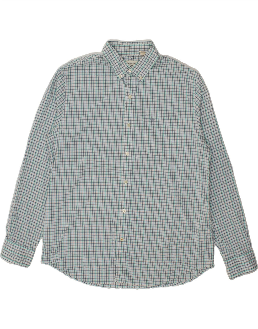 DOCKERS Mens Shirt Large Turquoise Check Cotton Vintage Dockers and Second-Hand Dockers from Messina Hembry 