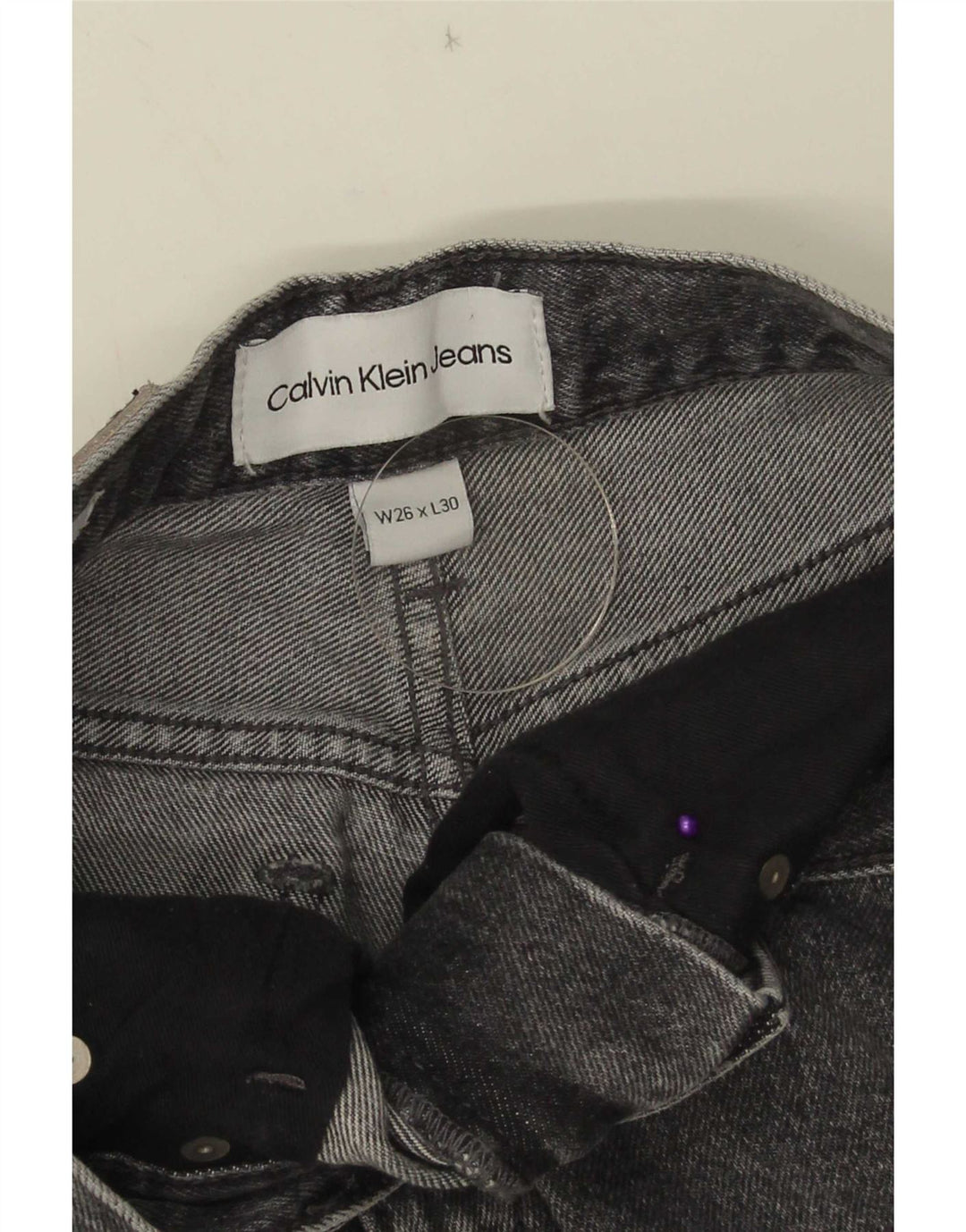Calvin Klein Damen Jeans mit weitem Bein W26 L28 Grau