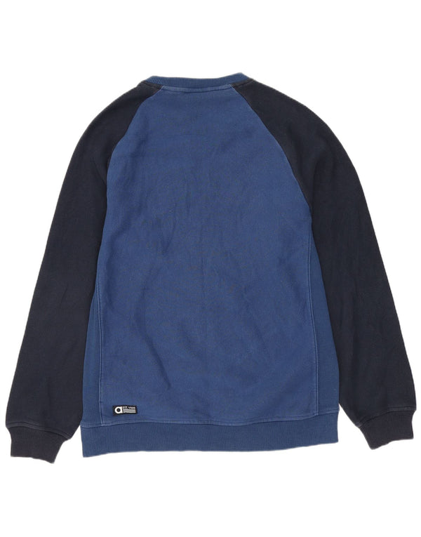 Adidas Sweatshirt mit Grafik für Jungen, 13–14 Jahre, blaue Farbblock-Baumwolle