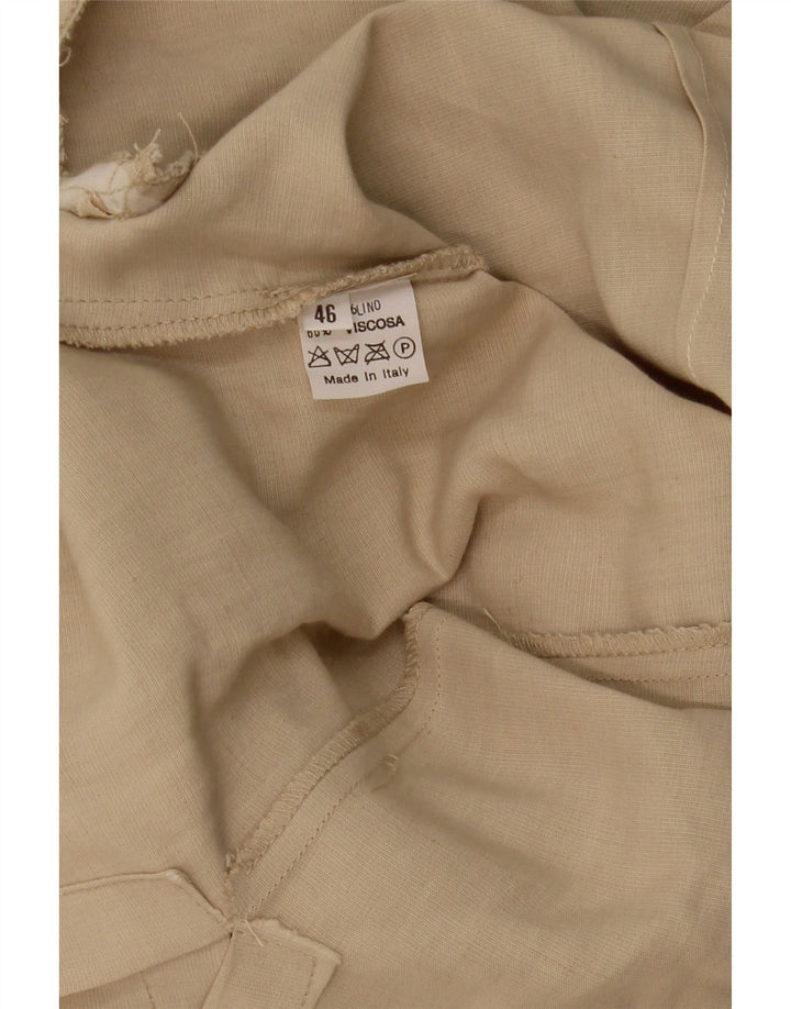 VINTAGE Damen Kurzarm-Blazerjacke mit 3 Knöpfen IT 46 Large Beige
