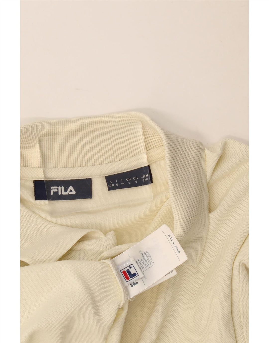 Fila Herren-Poloshirt, Größe S, cremefarbene Baumwolle