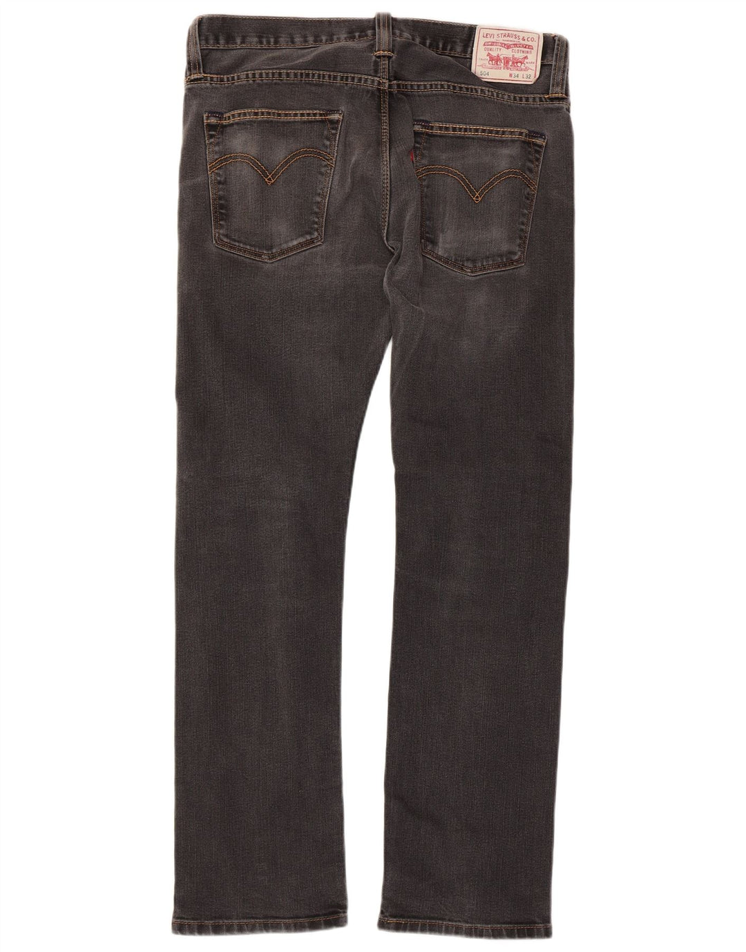 LEVI'S Herren 504 Straight Jeans W34 L32 Schwarze Baumwolle