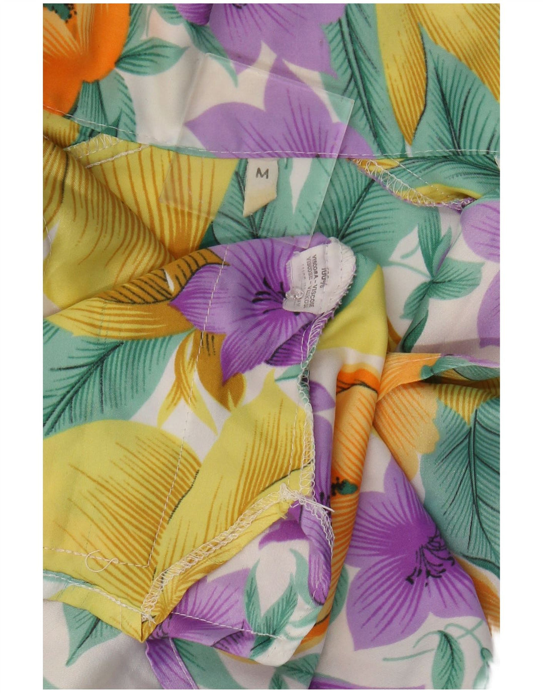 Vintage Damen Hemdbluse UK 14 Medium Mehrfarbig Blumen Viskose