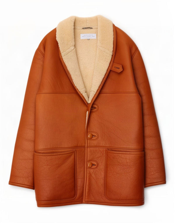 Lamatta Herren Shearling Jacke UK 40 Large Braun