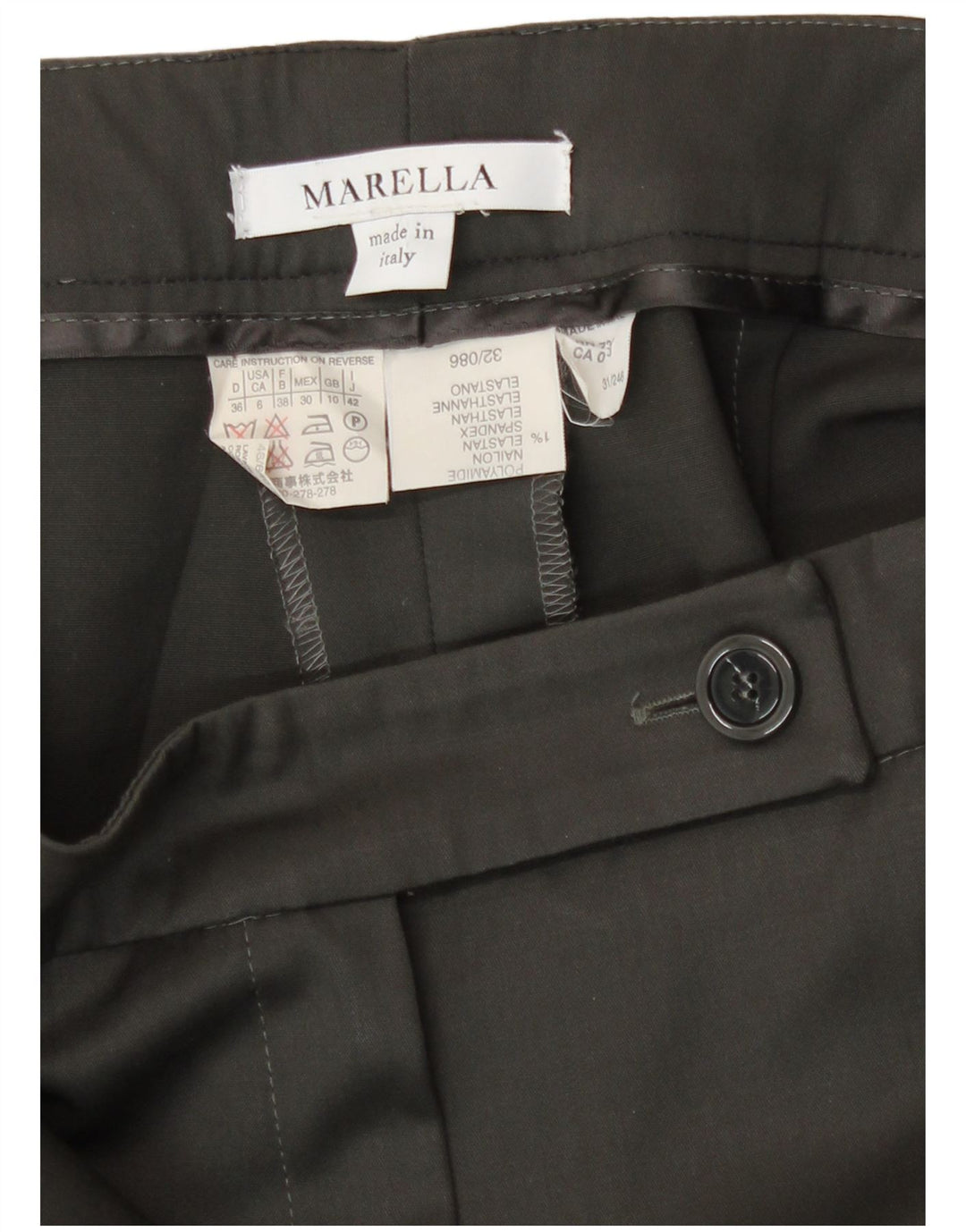 Marella Damen-Anzug mit 2 Knöpfen, 2-teilig, UK 10, Größe S, W27, L30, braune Wolle