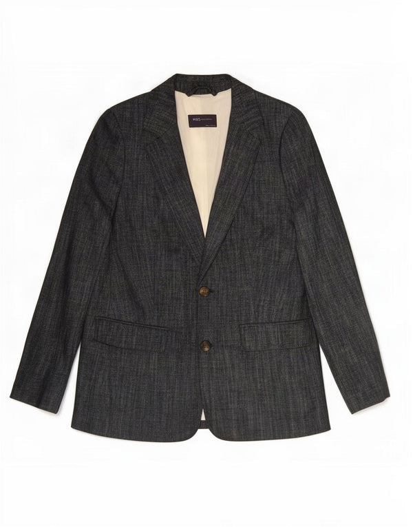 Marks & Spencer Damen-Blazerjacke mit 2 Knöpfen, Gr. 8, Marineblau, Baumwolle
