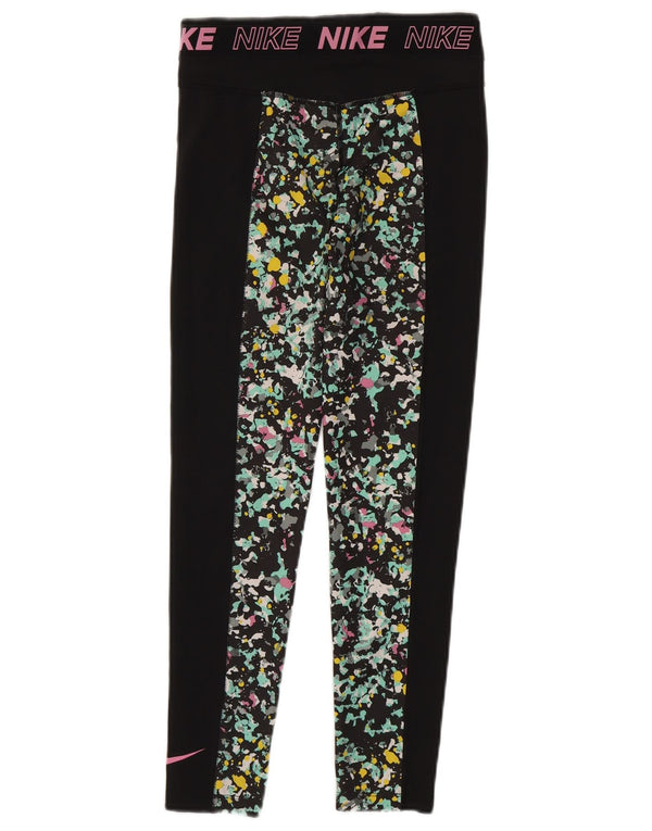 NIKE Dri-Fit-Grafik-Leggings für Mädchen, 12–13 Jahre, Größe L, Schwarz gepunktet