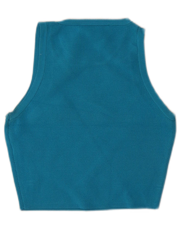 Zara Womens Crop Vest Top UK 8 Small Blue Viscose