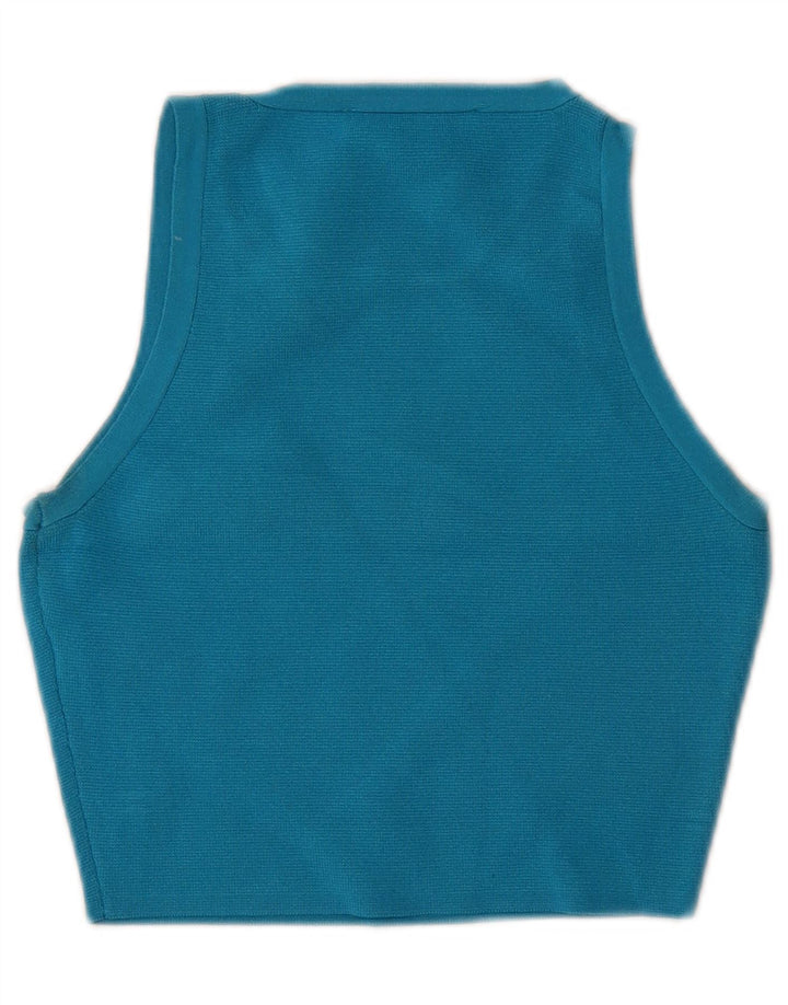 Zara Damen Crop Vest Top UK 8 Small Blaue Viskose