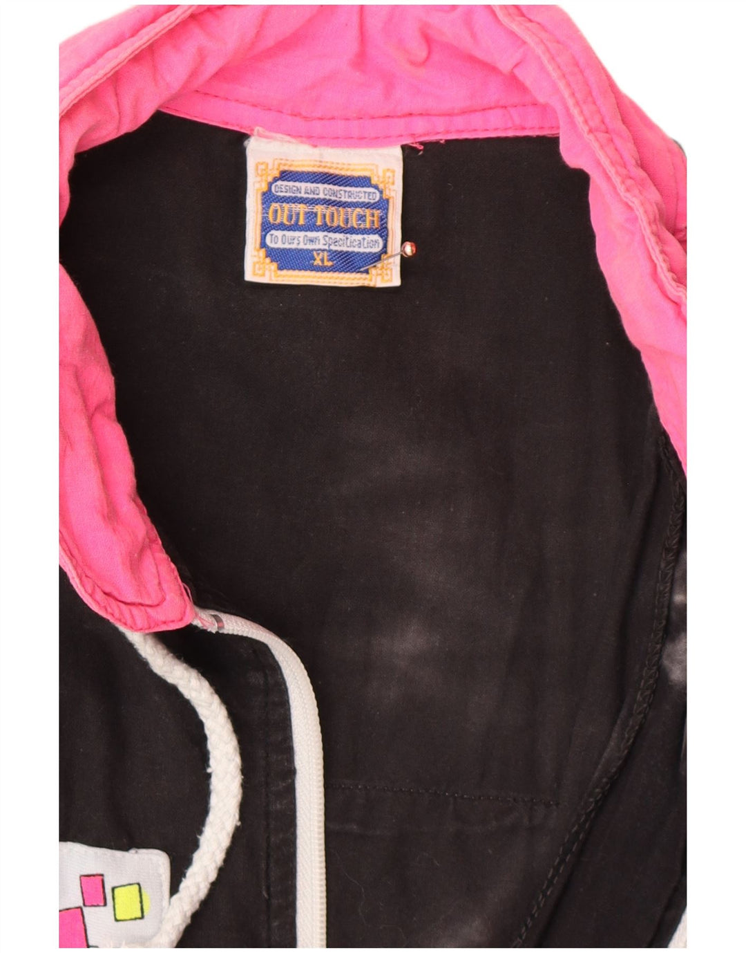 VINTAGE Damen-Trainingsanzugoberteil mit Grafik, UK 18, XL, Schwarz, Farbblock