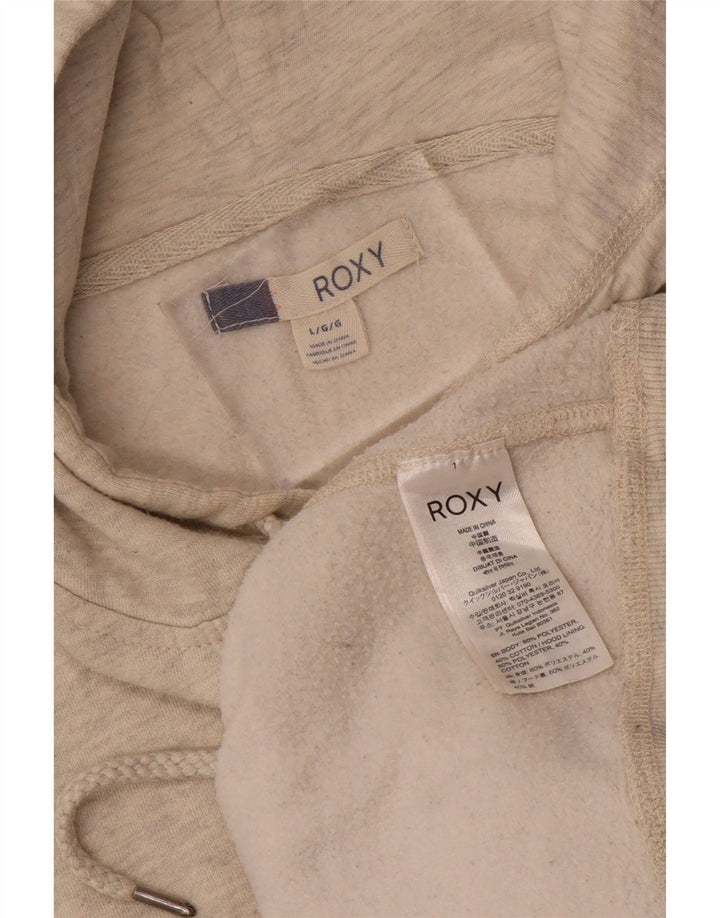 ROXY Womens Graphic Hoodie Pullover UK 16 Large Beige gesprenkeltes Polyester