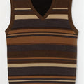 Zara Herren-Tanktop, groß, braun gestreift, Acryl