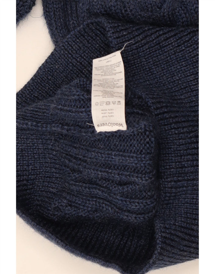 WoolOvers Herren-Pullover mit Rundhalsausschnitt, mittlere marineblaue Wolle