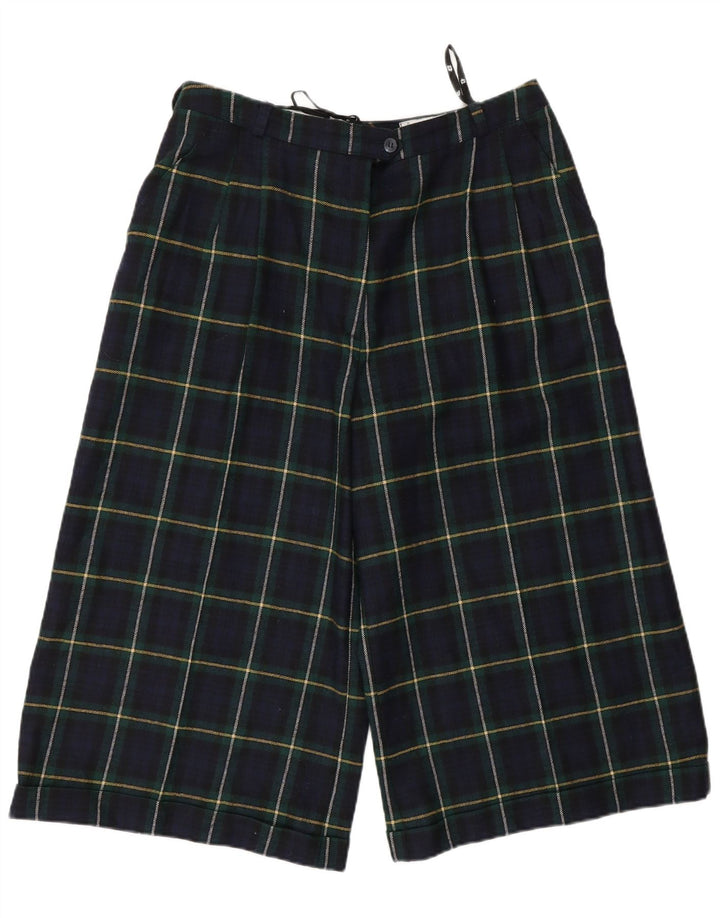 Vintage Damen Bermudashorts mit hoher Taille EU 42 Groß W30 Marineblau kariert