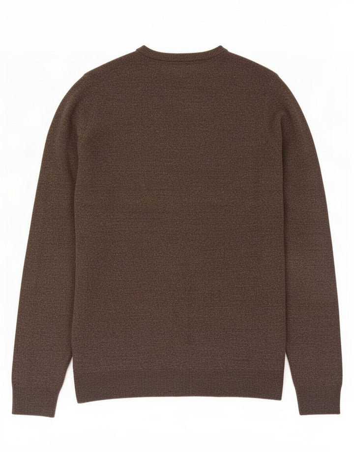 Marks & Spencer Herren-Pullover mit Rundhalsausschnitt, mittelbraunes Acryl