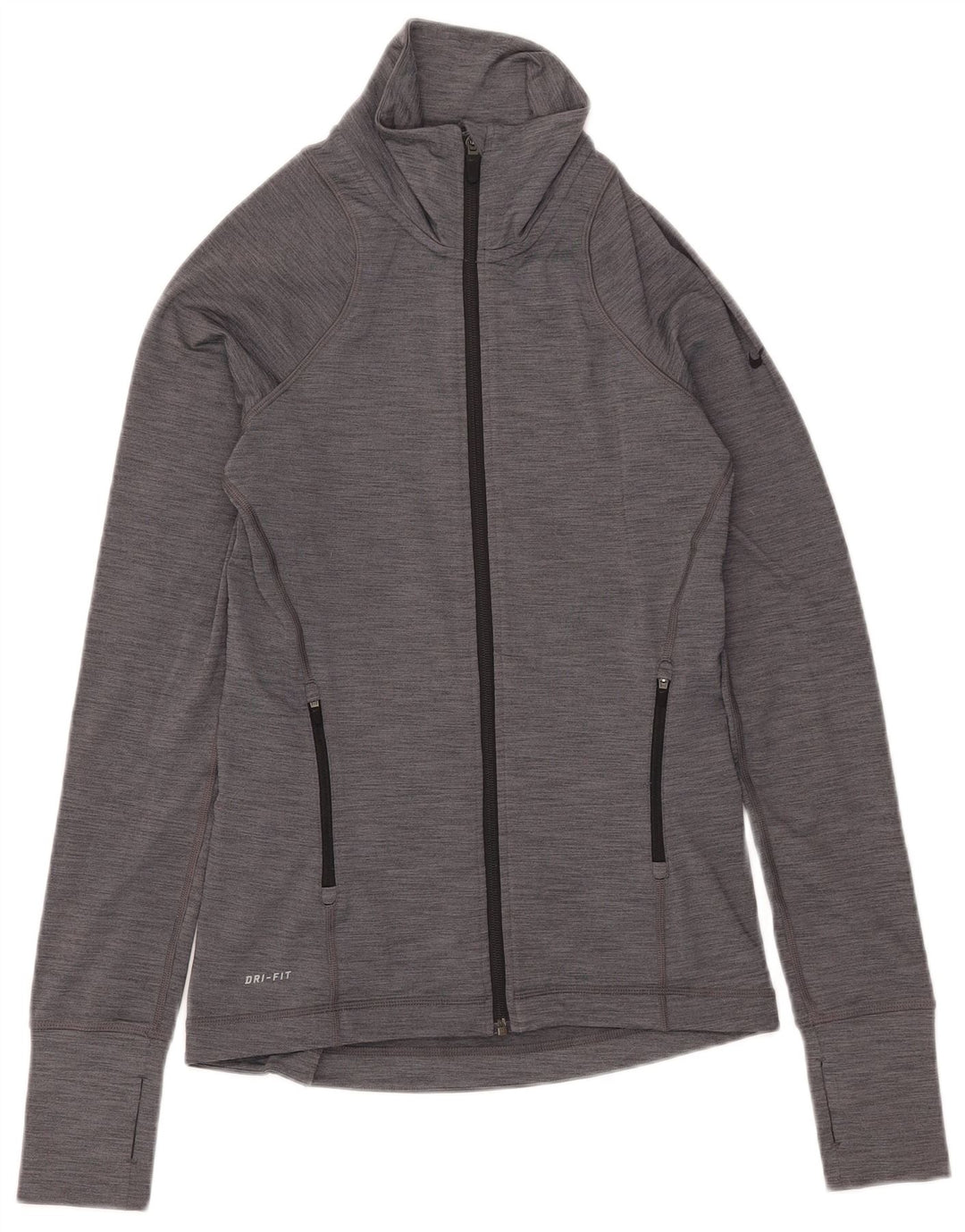 Nike Damen Dri Fit Trainingsanzug Top Jacke UK 10 Small Grau meliert