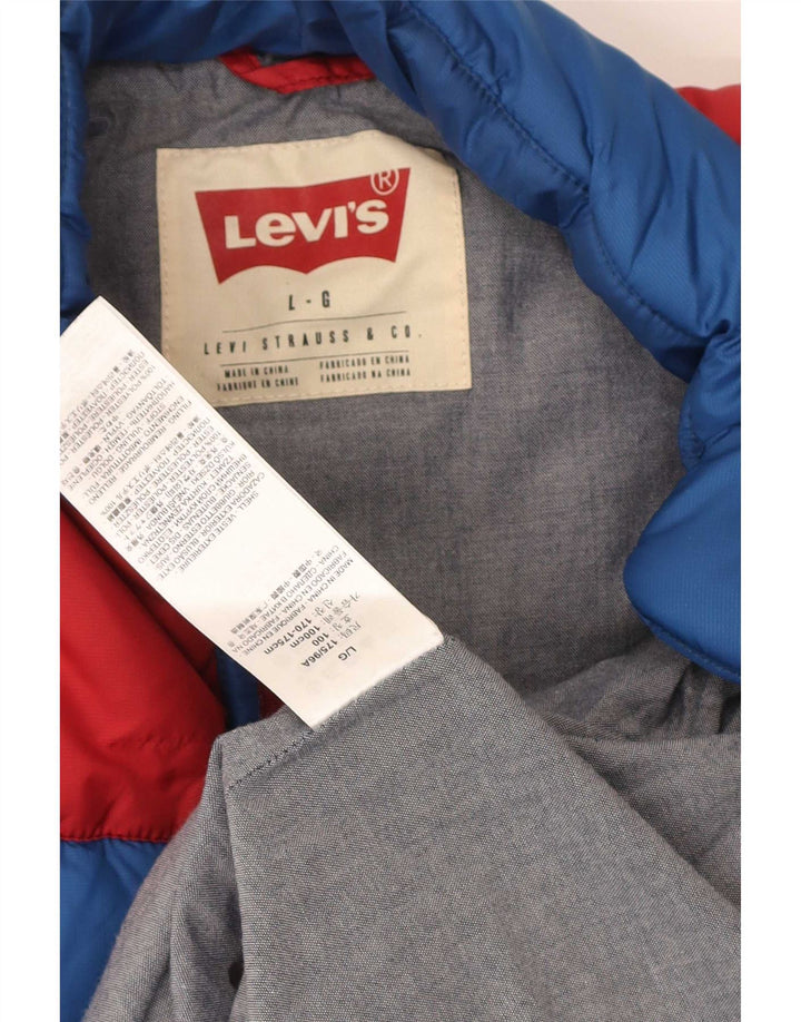 Levi's wattierte Herrenweste UK 40, groß, blaues Farbblock-Polyester