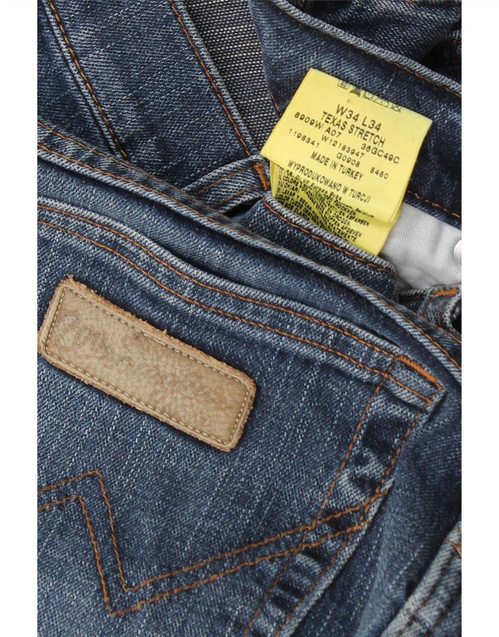 Wrangler Herren Texas Stretch Straight Jeans W34 L34 Blaue Baumwolle