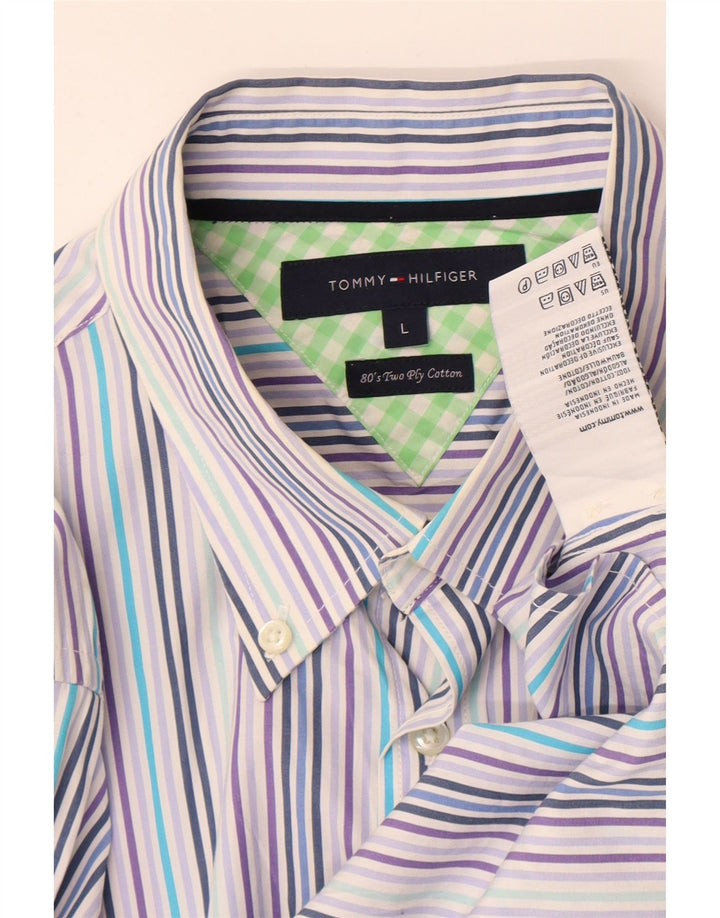 Tommy Hilfiger Herrenhemd, groß, blau gestreift, Baumwolle