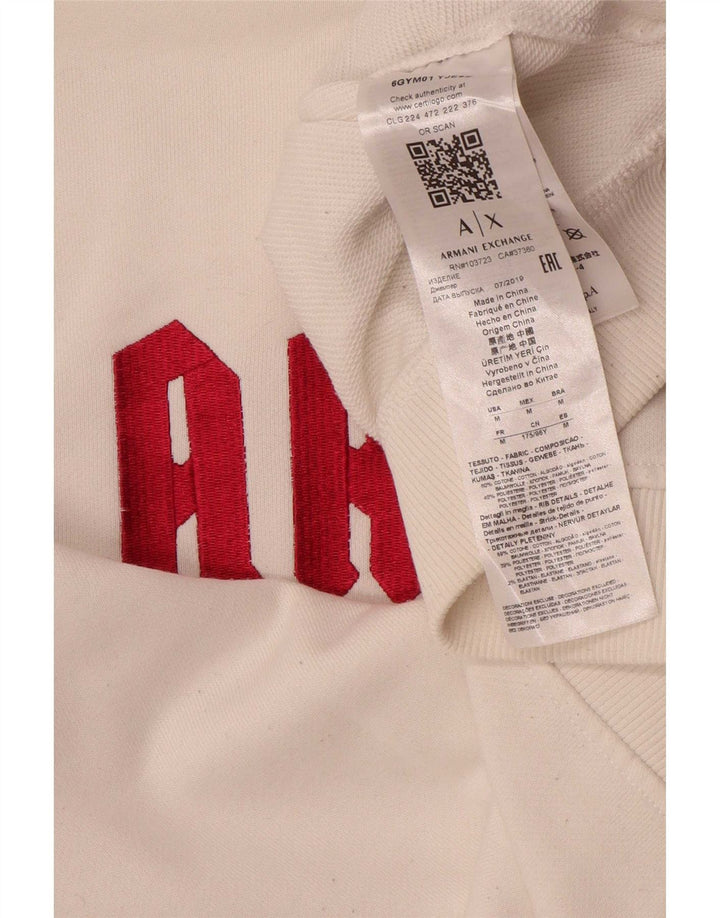 Armani Exchange Damen Grafik-Sweatshirt-Pullover UK 14 Mittelweiße Baumwolle