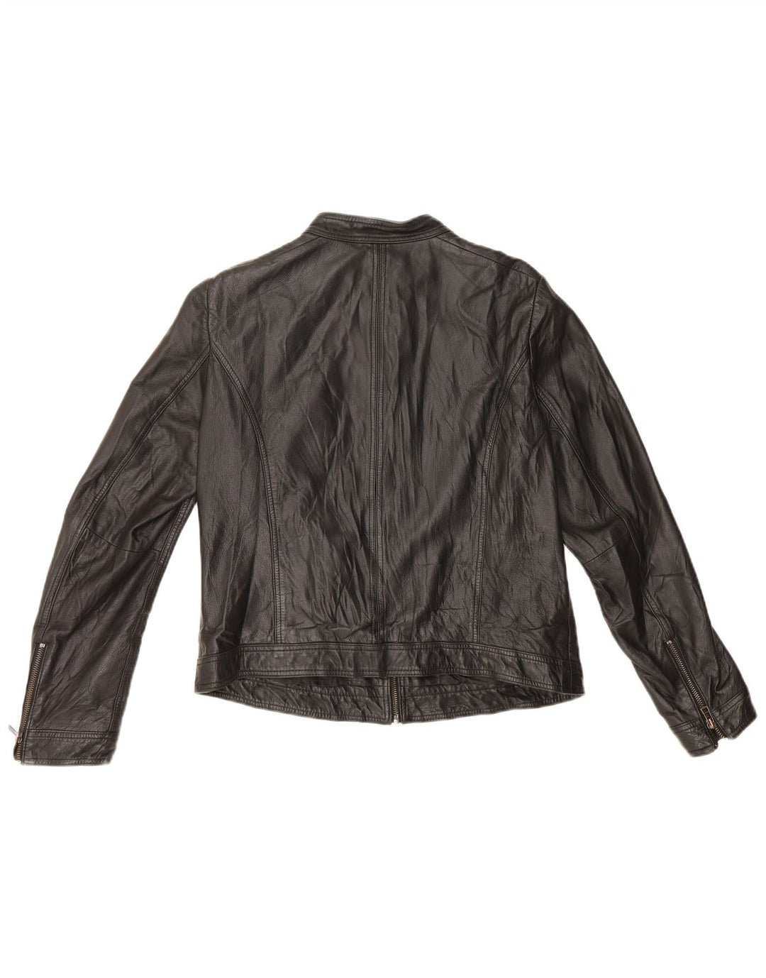Esprit Damen-Leder-Racer-Jacke, UK 16, großes schwarzes Leder