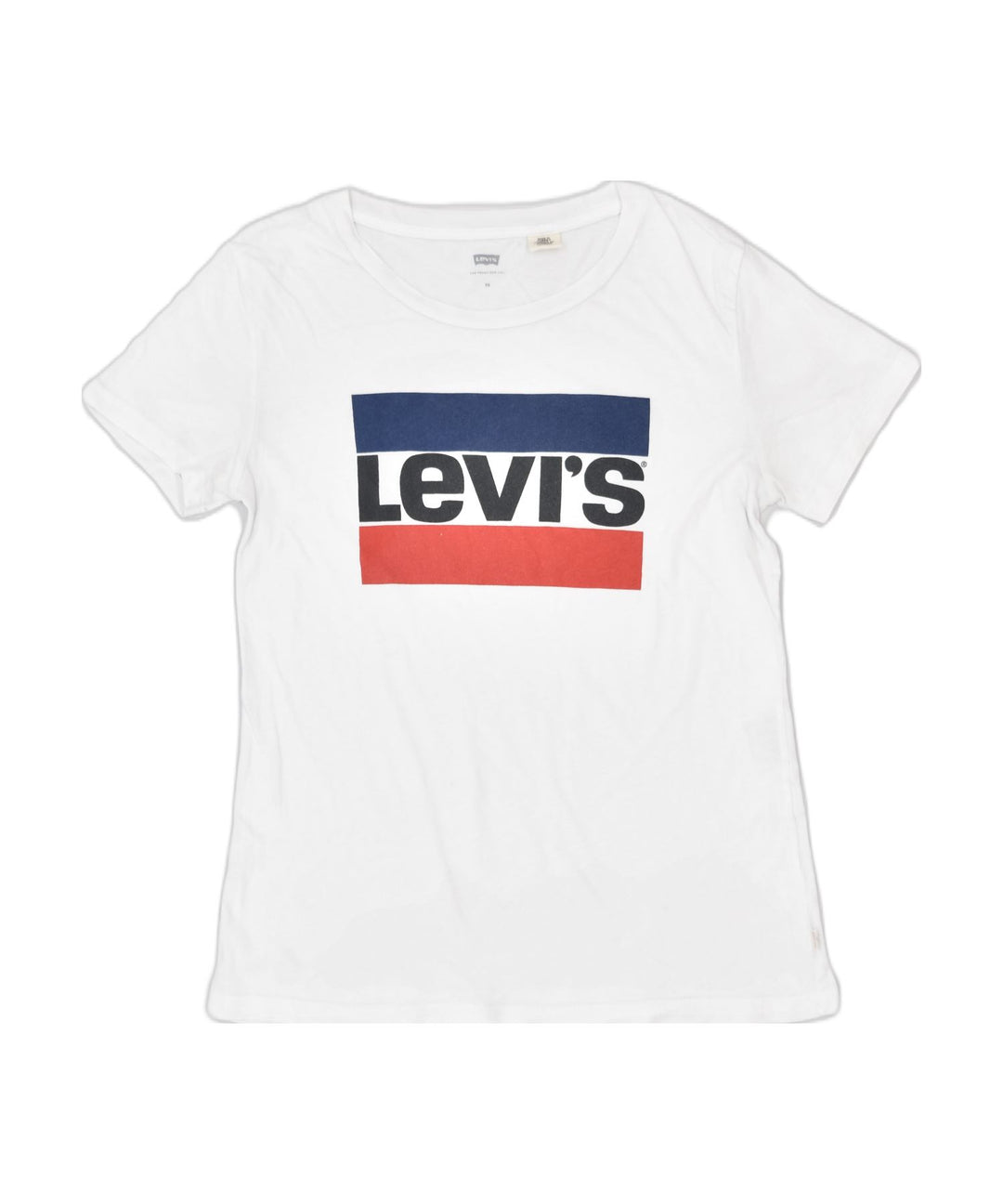 LEVI'S Womens Graphic T-Shirt Top UK 6 XS Off White Cotton | Vintage | Thrift | Second-Hand | Used Clothing | Messina Hembry 