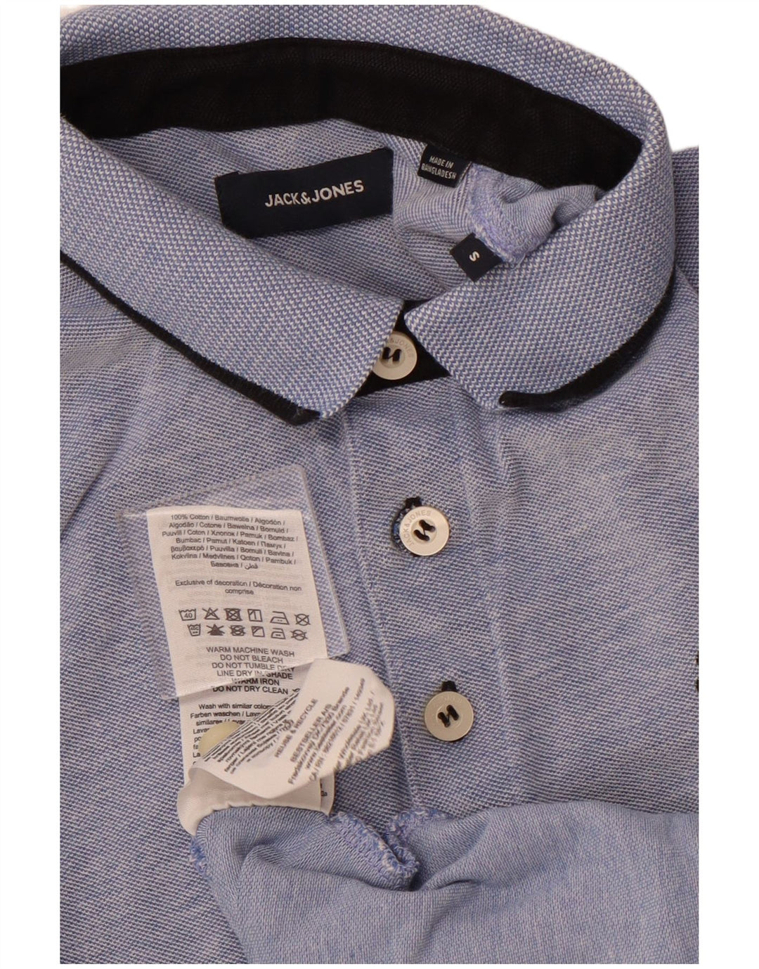 JACK & JONES Herren-Poloshirt, klein, blau meliert, Baumwolle