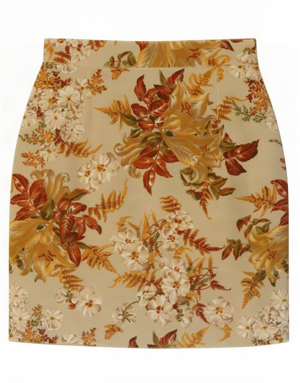 Jungle Kenzo Damen Bleistiftrock mit hoher Taille IT 38 XS W24 Beige Blumen