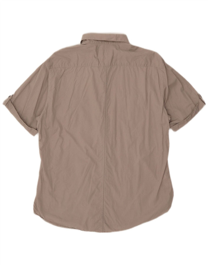 Marks & Spencer Herren Autograph Kurzarmhemd, groß, beige gestreift